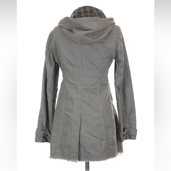 NWOT: Free People Full Sweep Grey Button Down Drawstring Waist Hooded Jacket• 4 - Picture 2 of 6